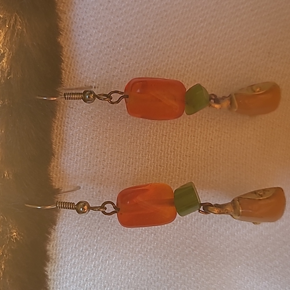 Orange Sunflower Yellow Color handcrafted Earrings. 3" Combination : reflect